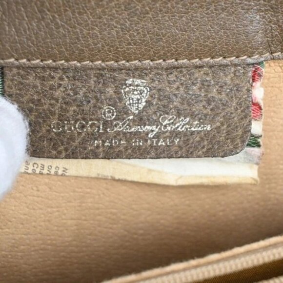 GUCCI Logo Sherry GG Pattern 2set Hand Bag PVC Leather Brown Italy 86TA227 - Picture 11 of 12